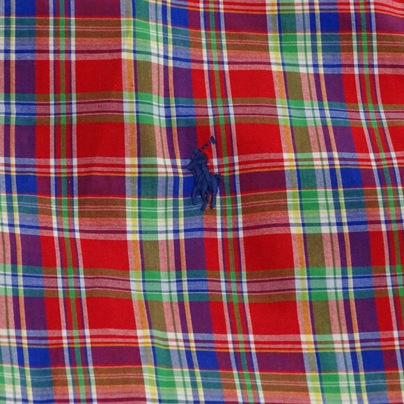 Polo Ralph Lauren Men Classic Fit Red Plaid Button Down Shirt XL 17.5 Christmas - Picture 3 of 13